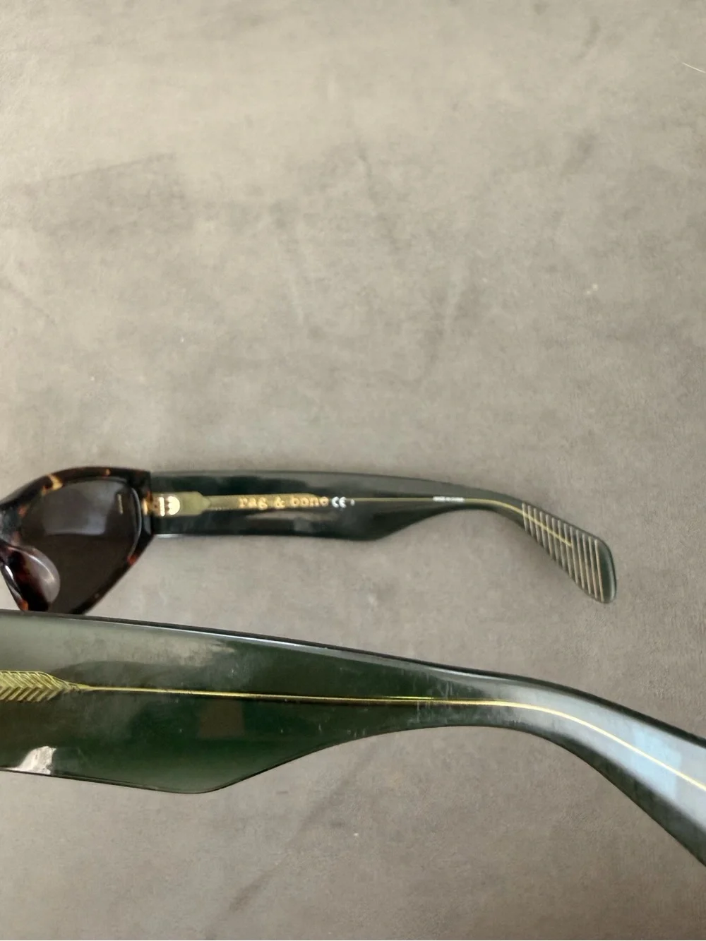 Rag & Bone Tortoiseshell Rectangular Women's Sunglasses - Black/Brown